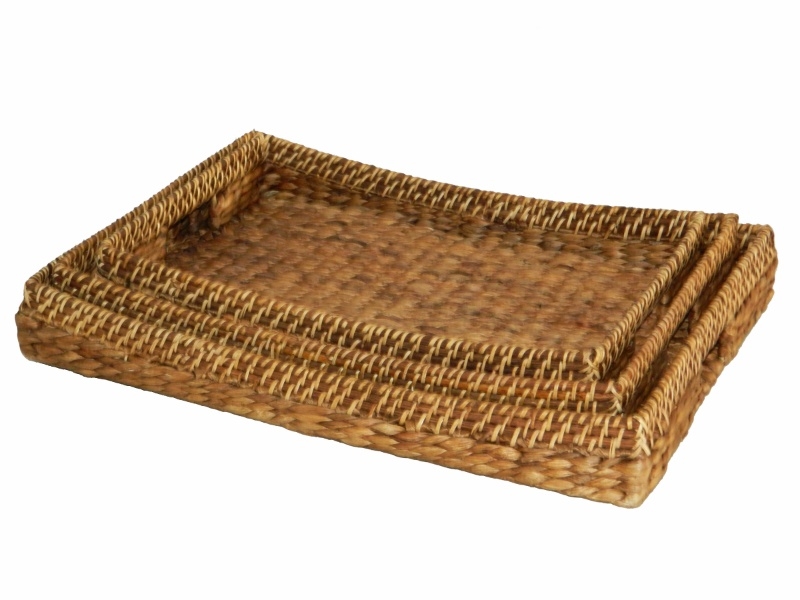 Ultimate Water Hyacinth & Rattan Nesting Serving Trays - Handwoven Sustainable Decor
